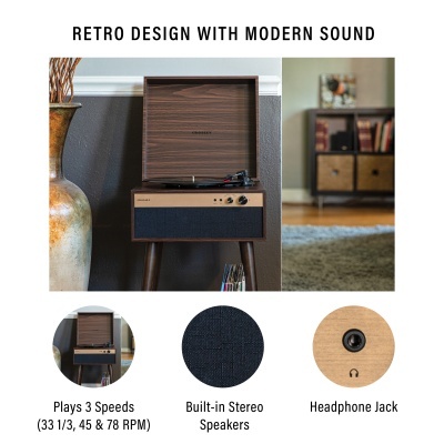 Crosley Jasper Walnut | Gira-Discos 3 Velocidades com Altifalantes e Bluetooth