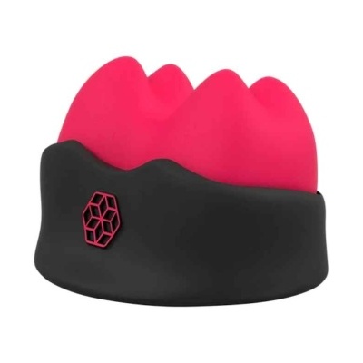 Acessório para cabeça preto com cúpulas rosadas em silicone