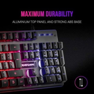 Teclado Mars Gaming MK220 - Tecnologia H-MECH - Iluminação FRGB Rainbow
