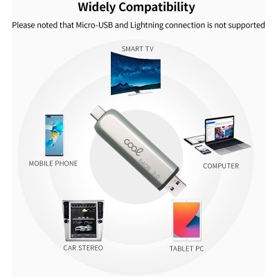 Pen Drive x USB 512 GB 3.0 COOL (2 in 1) Tipo-C / USB