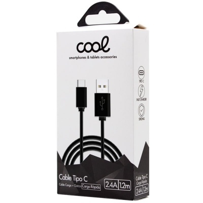 Embalagem de cabo USB tipo C preto da marca cool