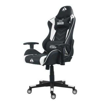 Cadeira Gaming Premium Cromad Dragon Series - Branco e Preto