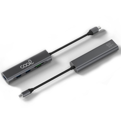 Cool | Universal Type-C Hub 5 em 1 Alumínio (3 x USB 3.0 + SD + Micro SD)
