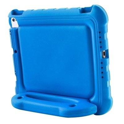 Capa azul para tablet com suporte integrado