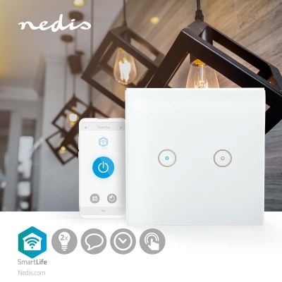 Nedis | Interruptor Inteligente Duplo Wi-Fi em Vidro