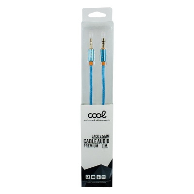Cool | Cabo Jack 3,5 mm a Jack 3,5 mm COOL Audio-Audio Nylon Azul Celeste (1m)