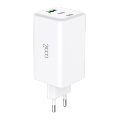 Carregador de Rede Universal Triplo (PD) 2 x Tipo-C + USB COOL (100 W) GaN Branco