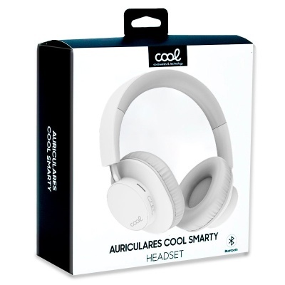 Caixa com imagem de auriculares brancos Cool Smarty