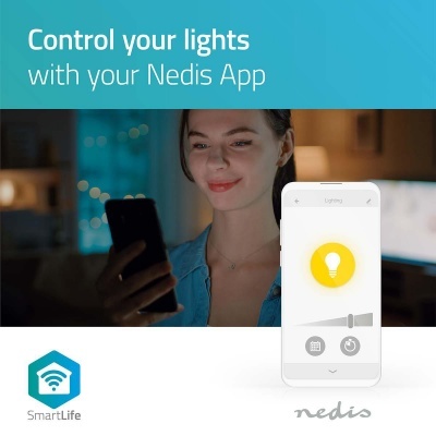 Nedis | Lâmpada LED SmartLife | Wi-Fi | GU10 | 400 lm | 5W | Branco Quente / Branco Frio | 2700 - 6500 K | A+ | Android ™ e iOS | Diâmetro: 50 mm | PAR16 Nedis | Lâmpada LED SmartLife | Wi-Fi | GU10 | 400 lm | 5W | Branco Quente / Branco Frio | 2700 - 6500 K | A+ | Android ™ e iOS | Diâmetro: 50 mm | PAR16