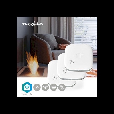 Nedis | Detector de Fumo |Wi-Fi | Alimentado por baterias | Pack 3 x sensores