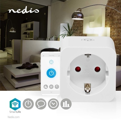 Nedis | Tomadas Inteligentes SmartLife  SmartLife | Wi-Fi | Power meter | 3680 W | Type F (CEE 7/3) | 0 - 55 °C | Android™ / IOS | Branco