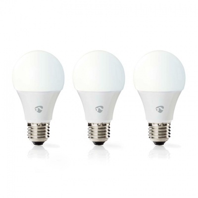 Nedis | 3 Lâmpadas LED SmartLife | Wi-Fi | E27 | 806 lm | 9 W | Quente para Branco Frio | 2700 - 6500 K | Classe energética: F | Android ™ / IOS | Bulb