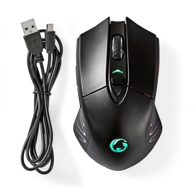 Nedis | Rato Gaming KEOGHO com Fio e Wireless | DPI: 500 / 1000 / 2000 / 3000 / 5000 / 10000 dpi | Número de botões: 7 | Mão Direita | 1.50 m | RGB