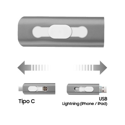 Cool | Pen Drive USB x 64 GB COOL (3 em 1) Lightning / Type-C / USB Grey