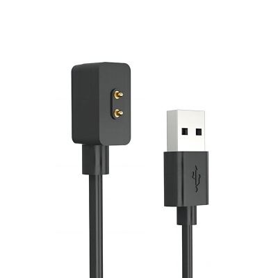 Cabo preto com conector USB tipo A e conector magnético com pinos dourados
