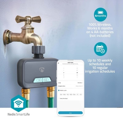 Dispositivo de irrigação inteligente Nedis SmartLife com app móvel