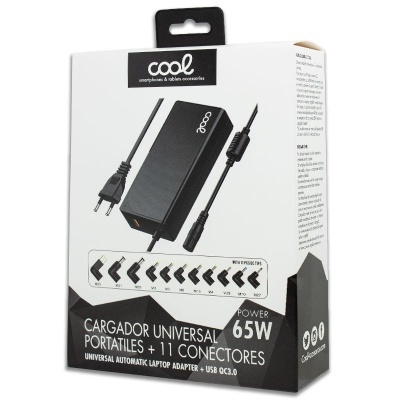 Cool | Carregador de rede universal ordenado. Computadores 65w COOL automático + 11 conectores (USB QC3.0)