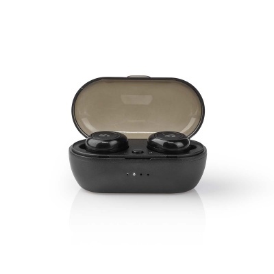 Nedis | Fones de ouvido True Wireless Bluetooth® | Tempo máximo da bateria: 3 horas | Controlo por Toque | Estojo de Carregamento | Microfone embutido | Suporte de controle de voz | Preto