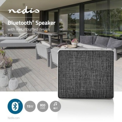 Nedis | Coluna Bluetooth 15 W | Stereo | Microfone | Cinza