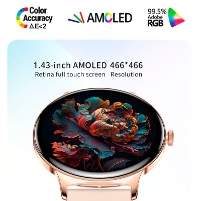 Smartwatch COOL Ultrathin + 2 Correias (AMOLED, Chamadas, Desporto Saúde) Rosa