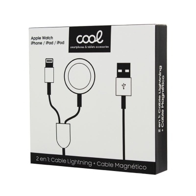 Cool | Cabo USB Magnético para Apple Watch + Cabo Lightning para iPhone / iPad (2 em 1)