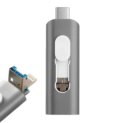 Cool | Pen Drive USB x128 GB COOL (3 em 1) Lightning / Type-C / USB Grey