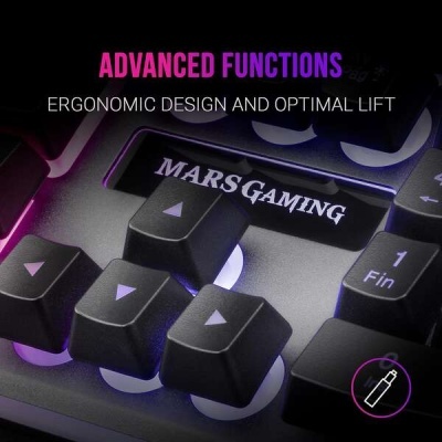 Teclado Mars Gaming MK220 - Tecnologia H-MECH - Iluminação FRGB Rainbow