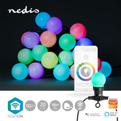 Nedis | LED decorativo SmartLife | Luzes de festa | Wi-Fi | RGB 20 led's | 10 m | Android™ / IOS