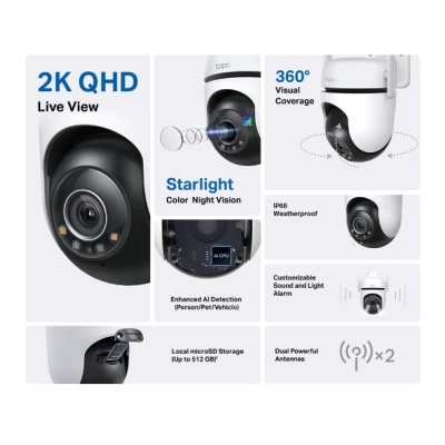 Câmara de segurança TP-Link Tapo C520WS - Adequada para interior/exterior Câmara de segurança TP-Link Tapo C520WS - Adequada para interior/exterior