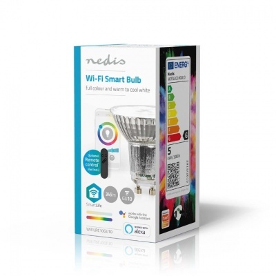 Nedis | Lâmpada LED colorida SmartLife | Wi-Fi | GU10 | 345lm | 4,9W | RGB / Branco Quente a Frio | 2700 - 6500K | Android™/IOS | PAR16