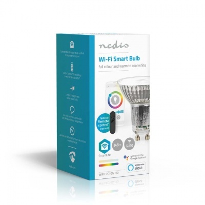 Nedis | Lâmpada LED colorida SmartLife | Wi-Fi | GU10 | 345lm | 4,9W | RGB / Branco Quente a Frio | 2700 - 6500K | Android™/IOS | PAR16