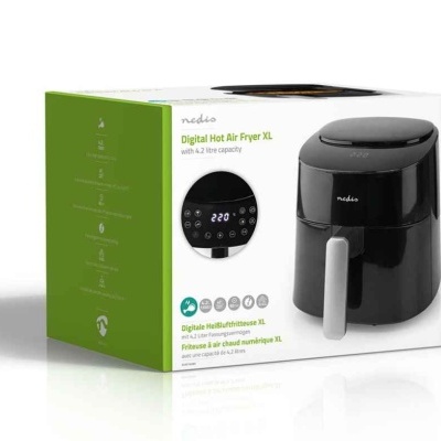 Air Fryer Nedis - Fritadeira de ar quente - 4,2 l | Temporizador: 240 min | Número de programas predefinidos: 8 | Digital