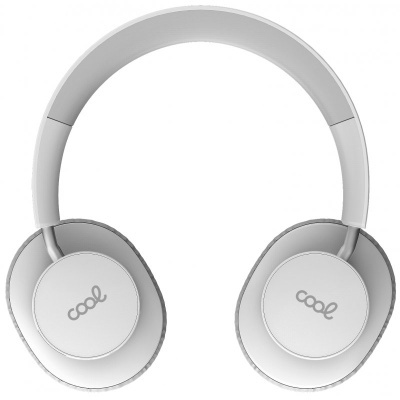 Auscultadores wireless brancos com a palavra 'cool'