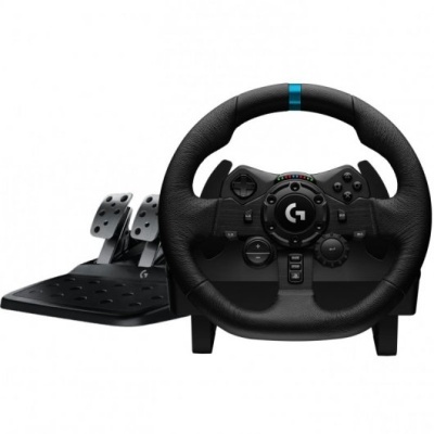 Logitech | Conjunto Volantes Pedais G923 Trueforce Compatível com PS4, PS5 e PC - Indicador LEDs RPM - Rotação de 900º - Efeito Force Feedback com Trueforce - Travão Progressivo - Volante Alumínio, Couro e Aço - Pedais Ajustáveis