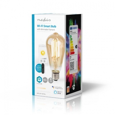 Nedis | Lâmpada de filamento LED SmartLife | Wi-Fi | E27 | 806lm | 7W | Branco Quente | 1800 - 3000K | Vidro | Android™/IOS | ST64 Nedis | Lâmpada de filamento LED SmartLife | Wi-Fi | E27 | 806lm | 7W | Branco Quente | 1800 - 3000K | Vidro | Android™/IOS | ST64