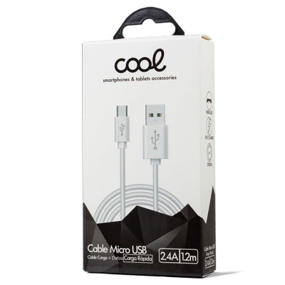 Cool | Cabo USB universal COOL compatível (Micro-Usb) 1,2 metros Branco 2,4 Amp