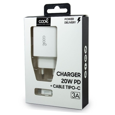 Cool | Carregador Red COOL Entrada TIPO-C PD + Cable Tipo C 1,2 metros (20W)