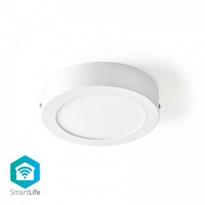 Nedis | Luz de teto | Wi-Fi | Branco Frio / Branco Quente | Rodada | Diâmetro: 170 mm | 17 x 17 x 3,8 cm | 800 lm | 2700 - 6500 K | IP20 | Classe energética: A | Android ™ e iOS