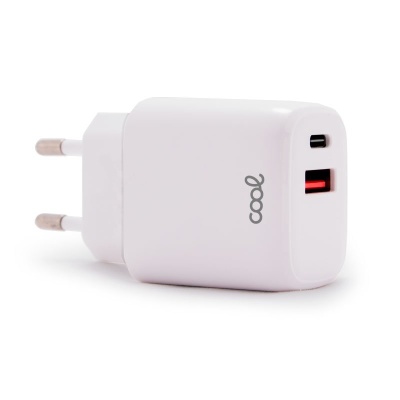 Cool | Carregador rápido universal (PD) Dual Type-C/USB COOL Network Charger (20 W) Branco