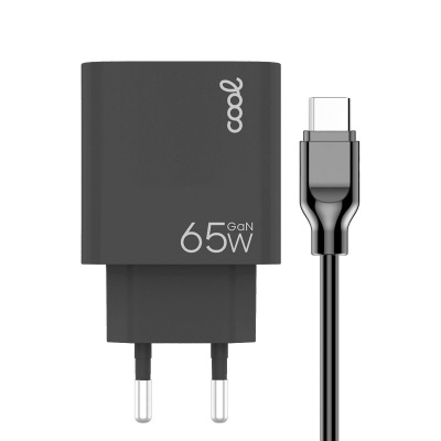 Cool | Carregador Universal Ultra Fast PD Tipo-C + USB COOL (65W + Cable Tipo-C) GaN Preto