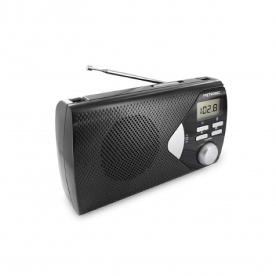 Rádio AM/FM portátil Metronic com função de alarme - Alimentado a pilhas - Preto