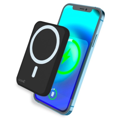 Cool |  Bateria Externa Universal MAGNÉTICA Power Bank Qi 5000 mAh COOL Preto