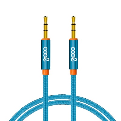 Cool | Cabo Jack 3,5 mm a Jack 3,5 mm COOL Audio-Audio Nylon Azul Celeste (1m)