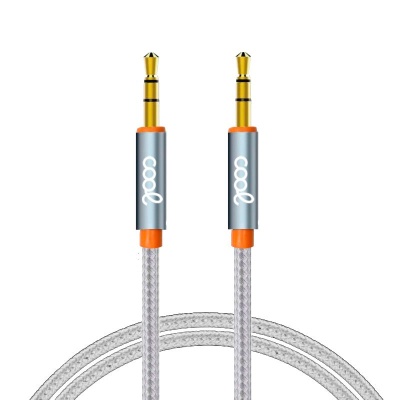 Cool | Cabo Jack 3,5 mm a Jack 3,5 mm COOL Audio-Audio Nylon Prateado (1m)