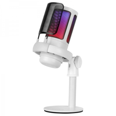 Microfone Branco de estúdio Mars Gaming ARGB MMIC-SE - ADC 196kHz 24 bit - Condensador cardioide - Monitorização sem latência - Iluminação ARGB - Controlos tácteis