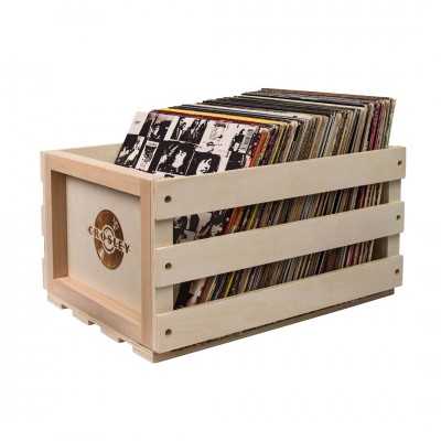 Caixa de Armazenamento Crosley em Madeira Natural – Estilo e Proteção para os Seus Vinis
