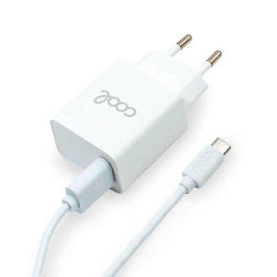 Cool | Carregador de rede Universal Type-C Conector 3Amp (Fast Charge) COOL Kit 2 em 1 Branco
