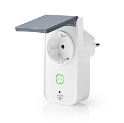 Nedis | Tomada inteligente Wi-Fi | IP44 | Medidor de potência | 3680 W |  Com contato terra / Tipo F (CEE 7/7) | -30 - 40 ° C | Android ™ e iOS | Branco cinzento