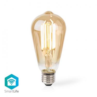 Nedis | Lâmpada de filamento LED SmartLife | Wi-Fi | E27 | 806lm | 7W | Branco Quente | 1800 - 3000K | Vidro | Android™/IOS | ST64