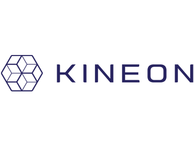 Logótipo azul escuro com texto KINEON